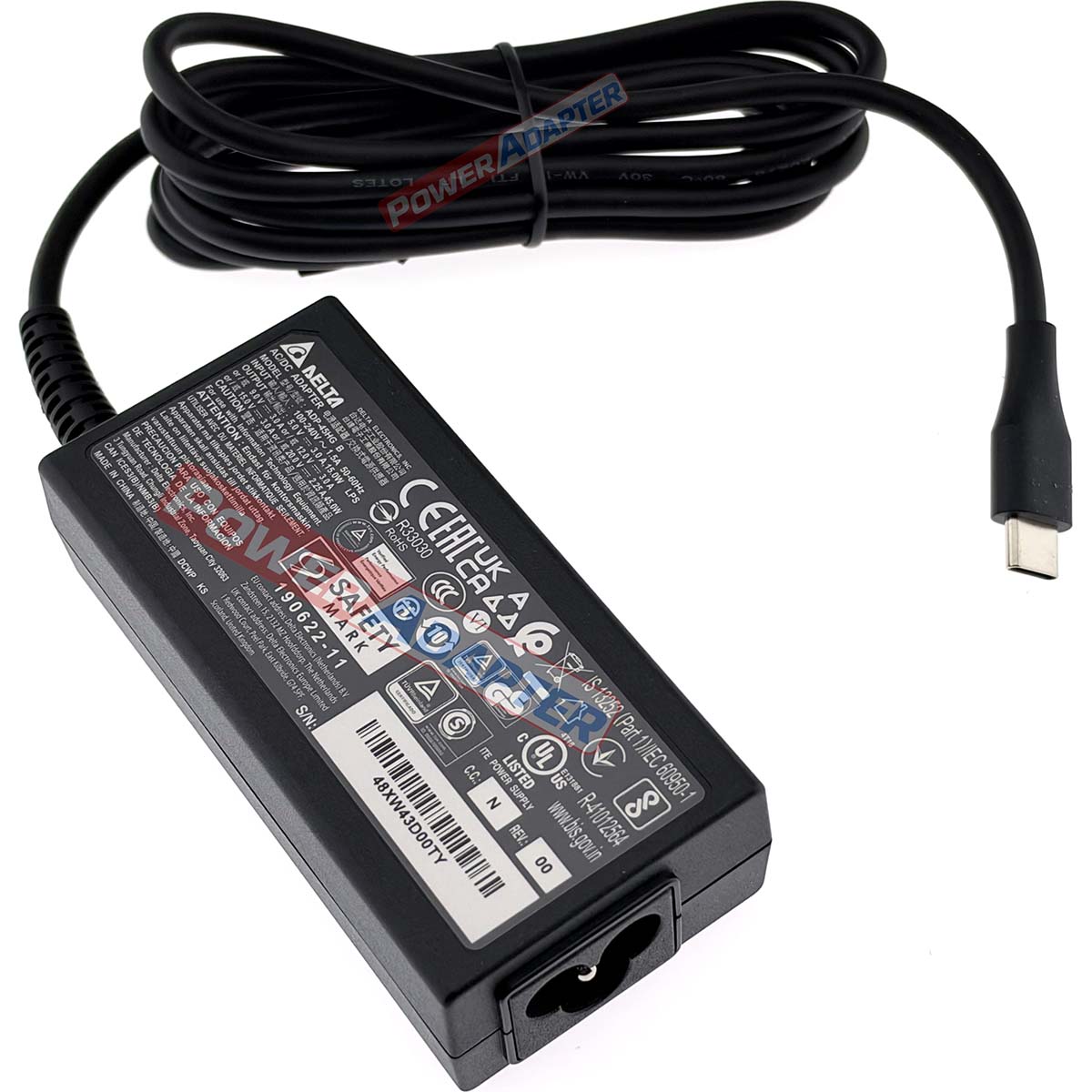 Delta Electronics 45W USB-C Oplader Zijkant